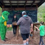 Community members participate in last year's Save The Frogs Day activities and meet Lloyd the Frog at Friends of Deckers Creek's Outdoor Learning Park. (Submitted photo)